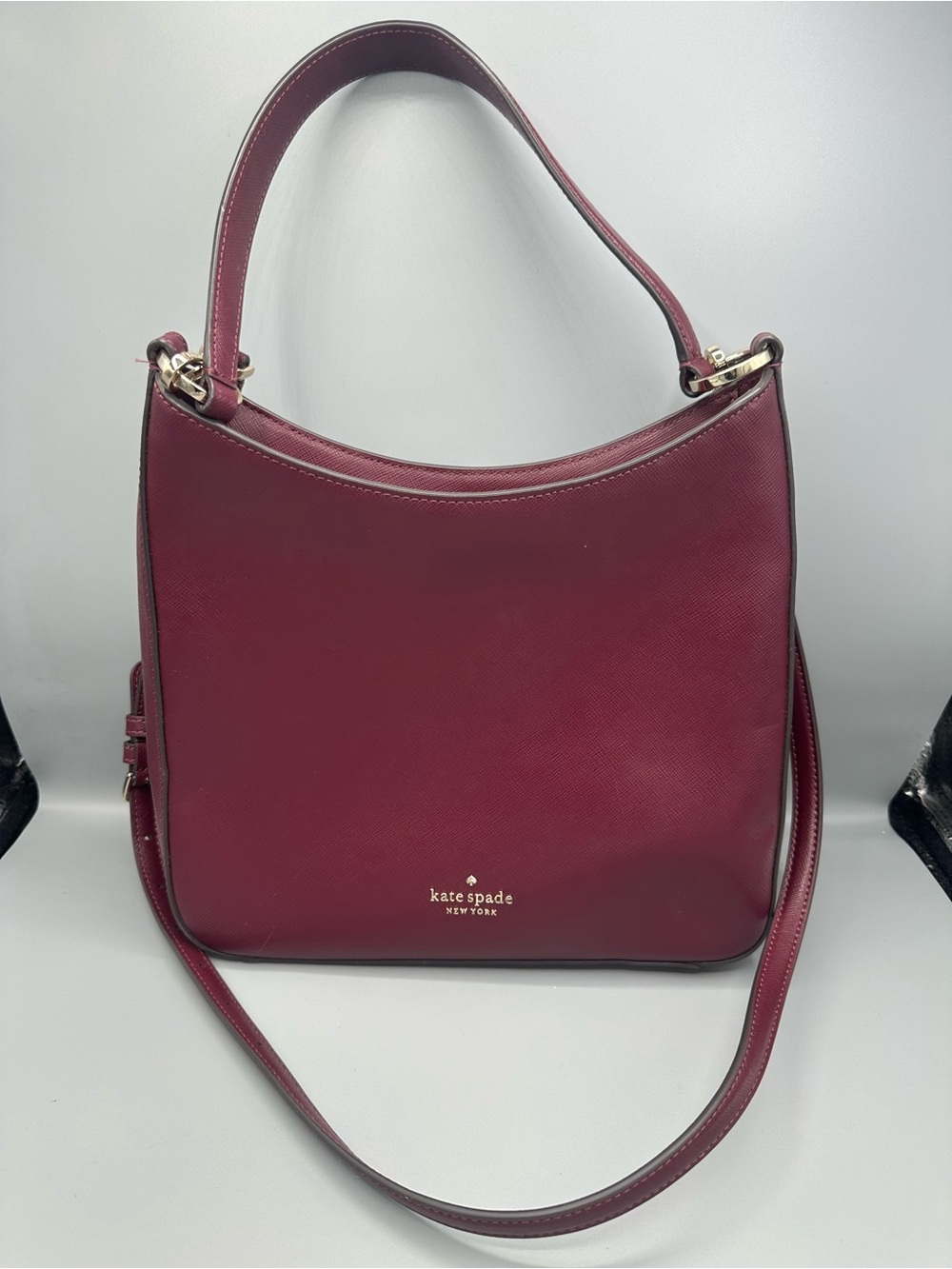 kate spade  Perry Leather Shoulder Hobo Bag Deep Berry with Gold Hardware